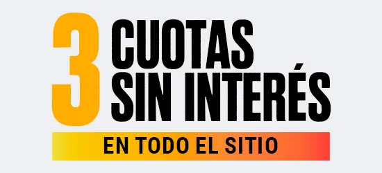 3 cuotas sin interés en todo el sitio